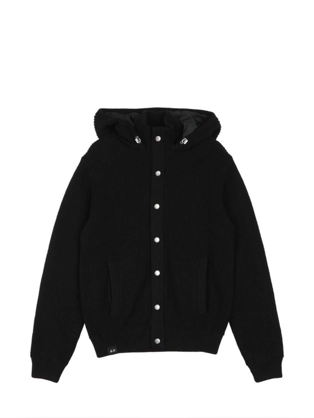 Sun 68 Black Hooded Knit Button-Front Cardigan